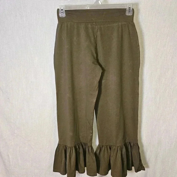 SOLD Matilda Jane Tree Top Big Ruffles Pull On Olive Green Pants Sz M - Picture 2 of 8